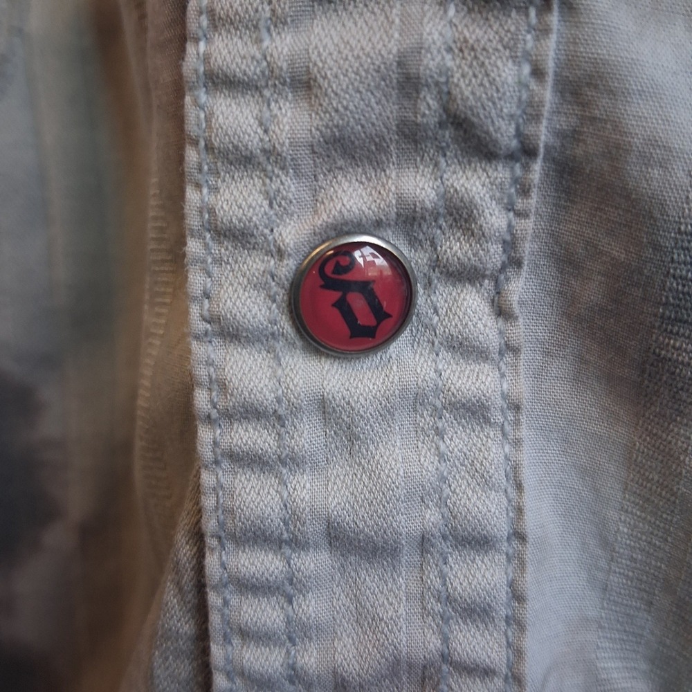 Decree Taupe Tie Dye W/ Embroidered Accent LS Button Down Western Shirt EUC - Picture 14 of 15